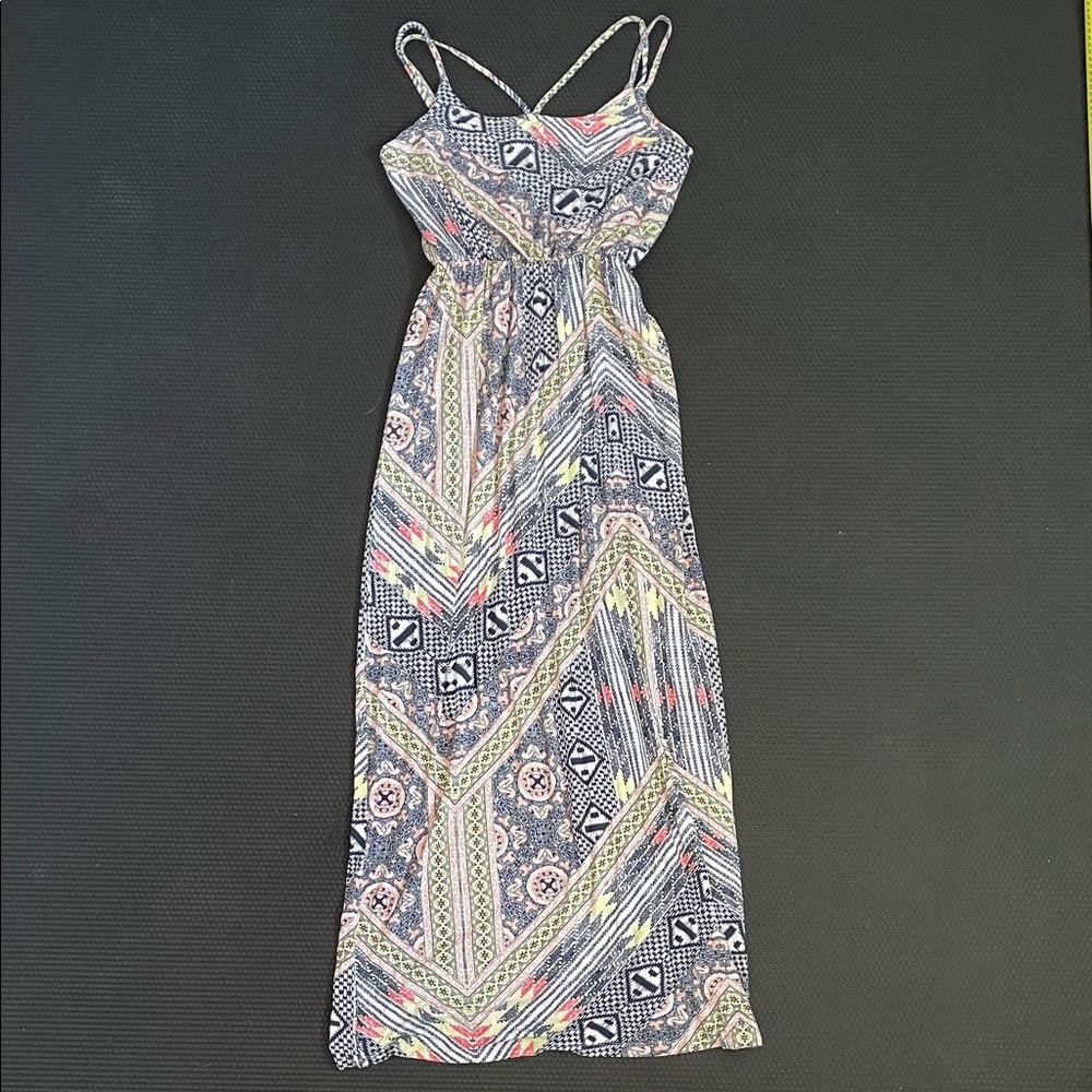 RD Style Sz M Boho Geometric Print Maxi Dress - Blue and Pink